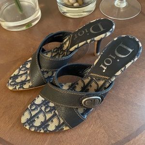 Christian Dior Oblique Denim Monogram Mules Size IT 35.5 / US 5.5–6